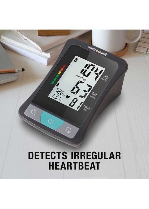 HealthSmart Digital Blood Pressure Monitor with Automatic Wrist Cuff that Displays Blood Pressure, Pulse Rate and Irregular Heartbeat, Stores up to 120 Readings for 2 Users, Black