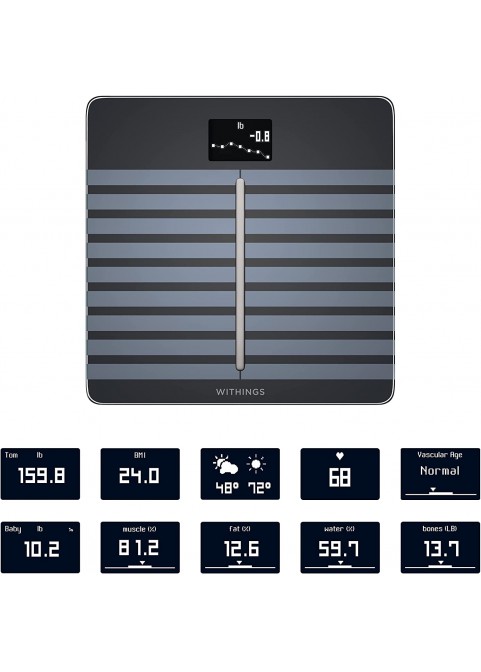 Withings Body Cardio вЂ“ Premium Wi-Fi Body Composition Smart Scale, Tracks Heart Health, Vascular Age, BMI, Fat, Muscle &amp; Bone Mass, Water %, Digital Bathroom Scale with App Sync via Bluetooth or Wi-Fi