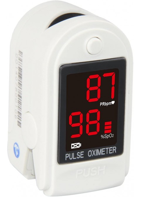 Concord Basics Blue Fingertip Pulse Oximeter Blood Oxygen Saturation Monitor with Carrying Case, Batteries, Silicone Cover and Lanyard